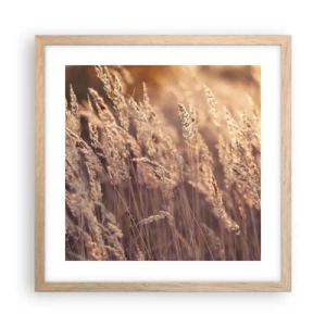 Plakat i ramme af lyst egetræ - Klar til at byde efteråret velkommen - 40x40 cm