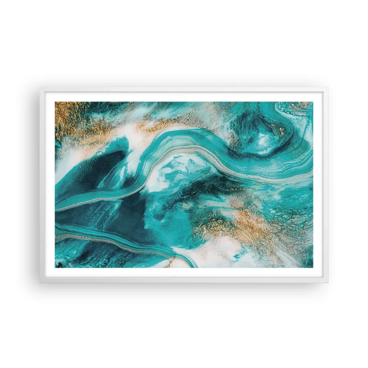 Plakat i hvid ramme - Flod af guld - 91x61 cm