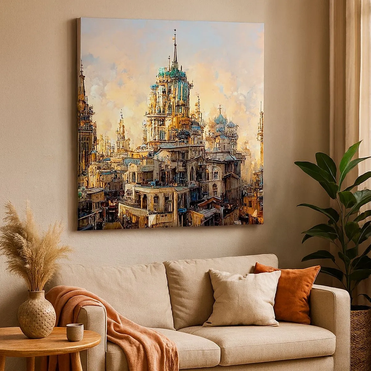 Lærredstryk - Billede på lærred - En by af byer - 30x30 cm