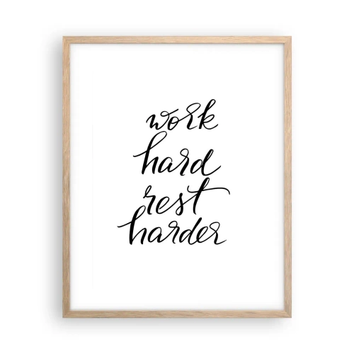 Plakat i ramme af lyst egetræ - Balance i livet - 40x50 cm