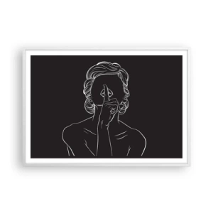 Plakat i hvid ramme - Skønhed blomstrer i stilhed - 100x70 cm