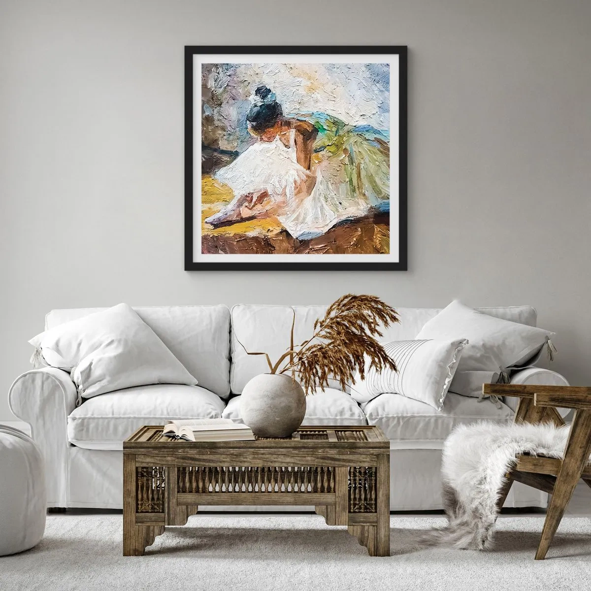 Plakat i sort ramme - Fra et maleri af Degas - 30x30 cm