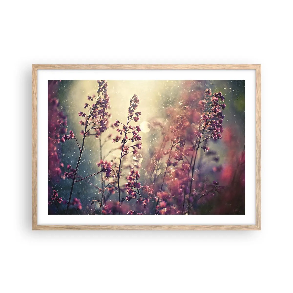 Plakat i ramme af lyst egetræ - Hemmelig have - 70x50 cm