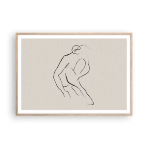 Plakat i ramme af lyst egetræ - Intim skitse - 100x70 cm