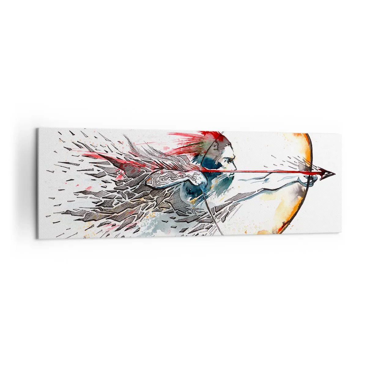 Lærredstryk - Billede på lærred - Mytisk kriger med en brændende bue - 160x50 cm
