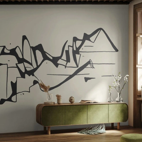 Fototapet Standard Eco - En abstrakt sort linje, der ligner et bjerglandskab - 100x70cm - Måske et landskab - Moderne vægdekoration til stue og soveværelse ARTTOR