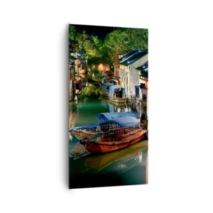 Lærredstryk - Billede på lærred - En aften på en kinesisk gade - 65x120 cm