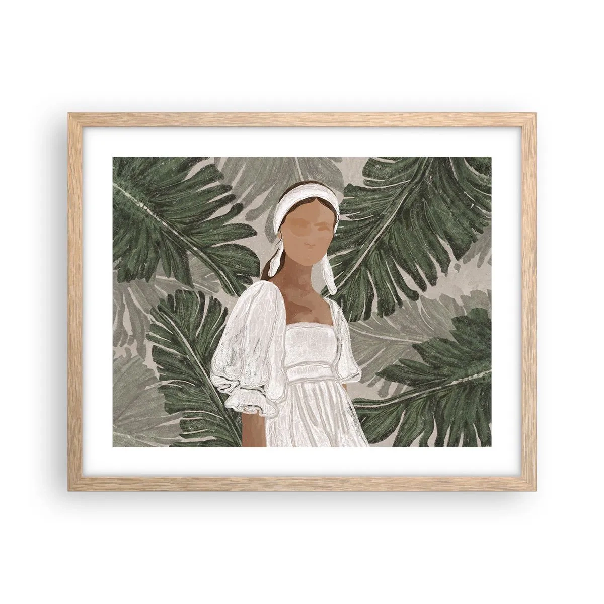 Plakat i ramme af lyst egetræ - Eksotisk portræt - 50x40 cm