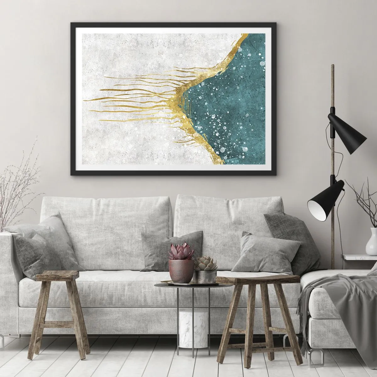 Plakat i sort ramme - Gyldent tidevand - 70x50 cm