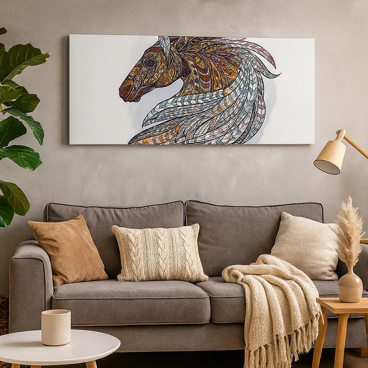 Lærredstryk - Billede på lærred - Den keltiske krigers hest - 30x30 cm