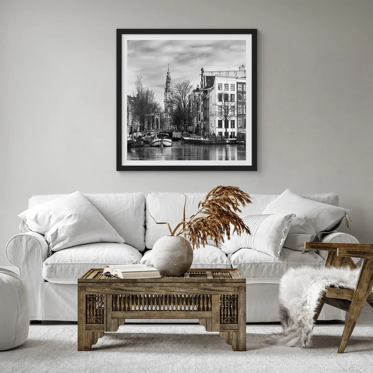 Plakat i sort ramme - Amsterdam stemning - 60x60 cm