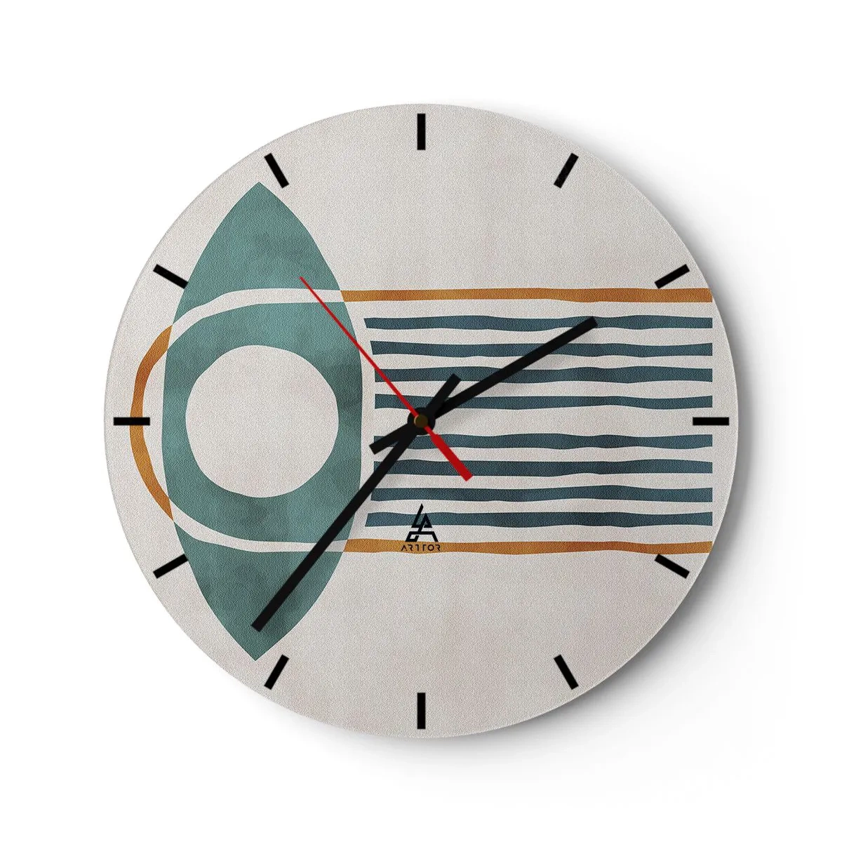 Vægur, Uret - Geometrisk etnisk motiv med linjer og cirkler - 30x30cm - Tegn og ritualer - Moderne vægdekoration til stue, køkken og soveværelse ARTTOR