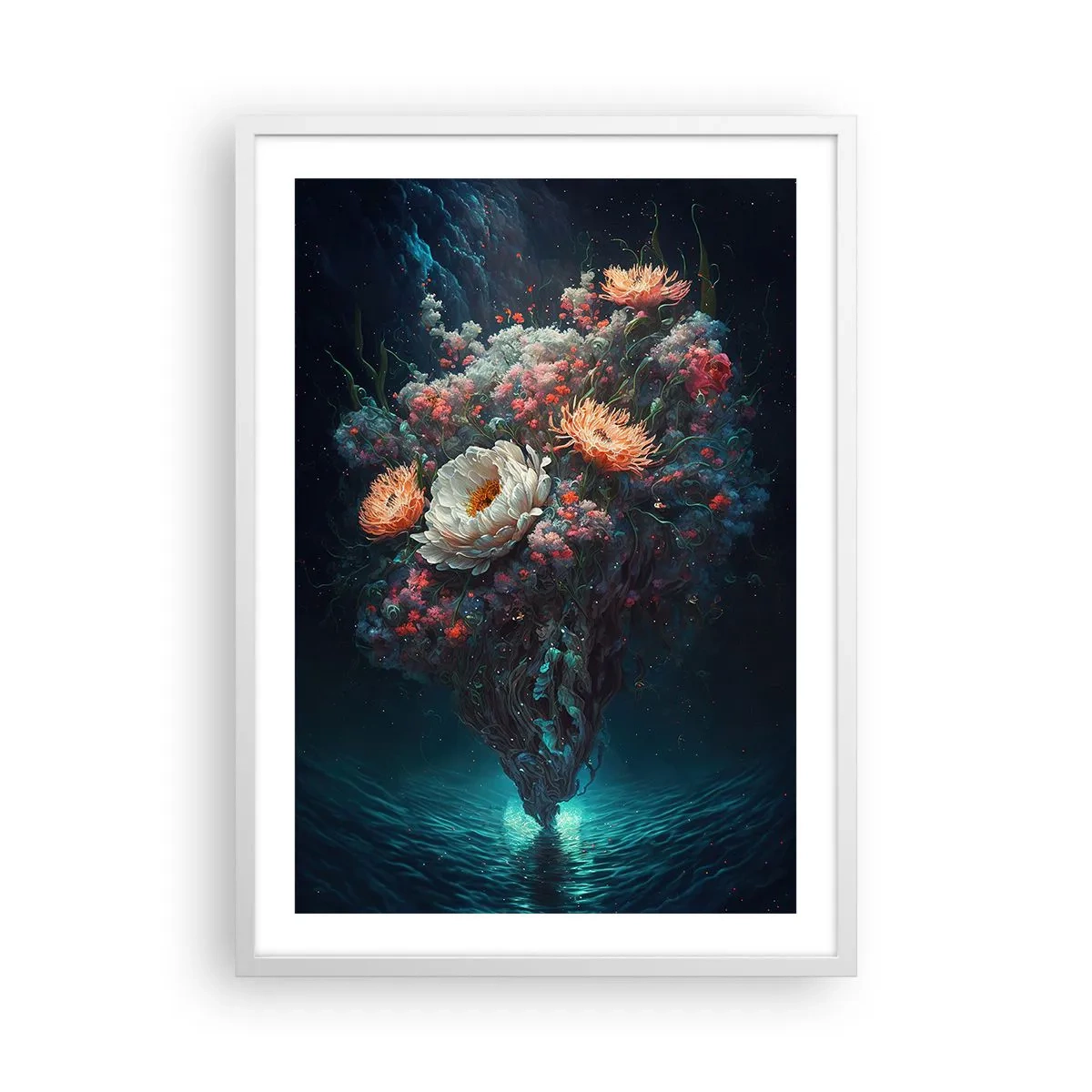 Plakat i hvid ramme - Mærkelig have - 50x70 cm