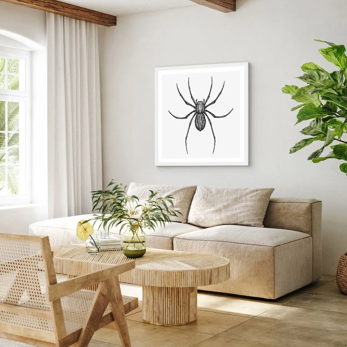 Plakat i hvid ramme - Foruroligende præcision - 40x40 cm