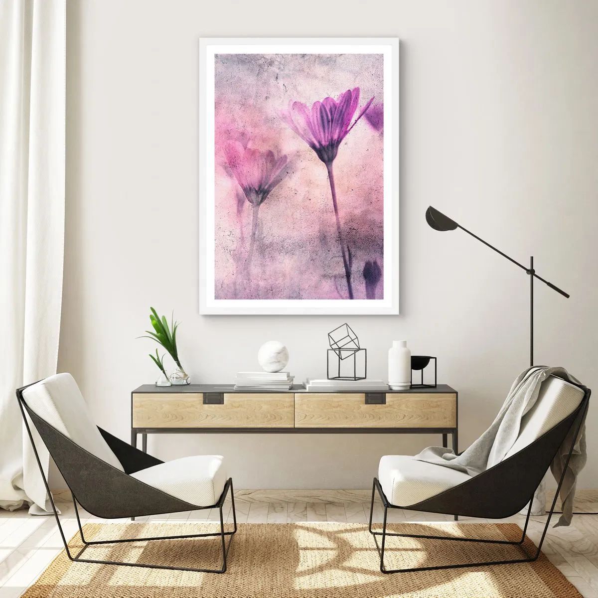 Plakat i hvid ramme - En drøm af blomster - 50x70 cm
