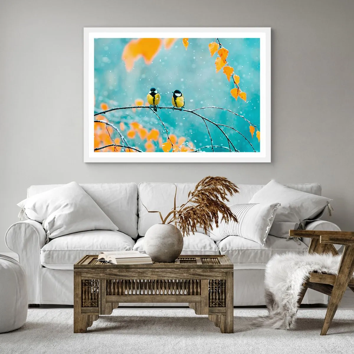 Plakat i hvid ramme - Sladder om fugle - 30x30 cm