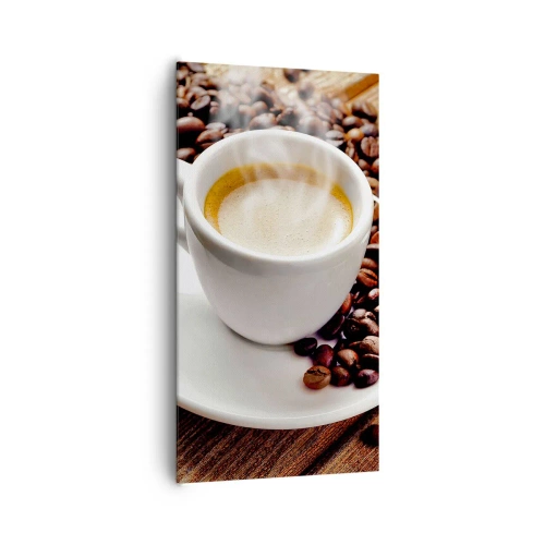 Lærredstryk - Billede på lærred - Kaffe på bænken - 65x120 cm