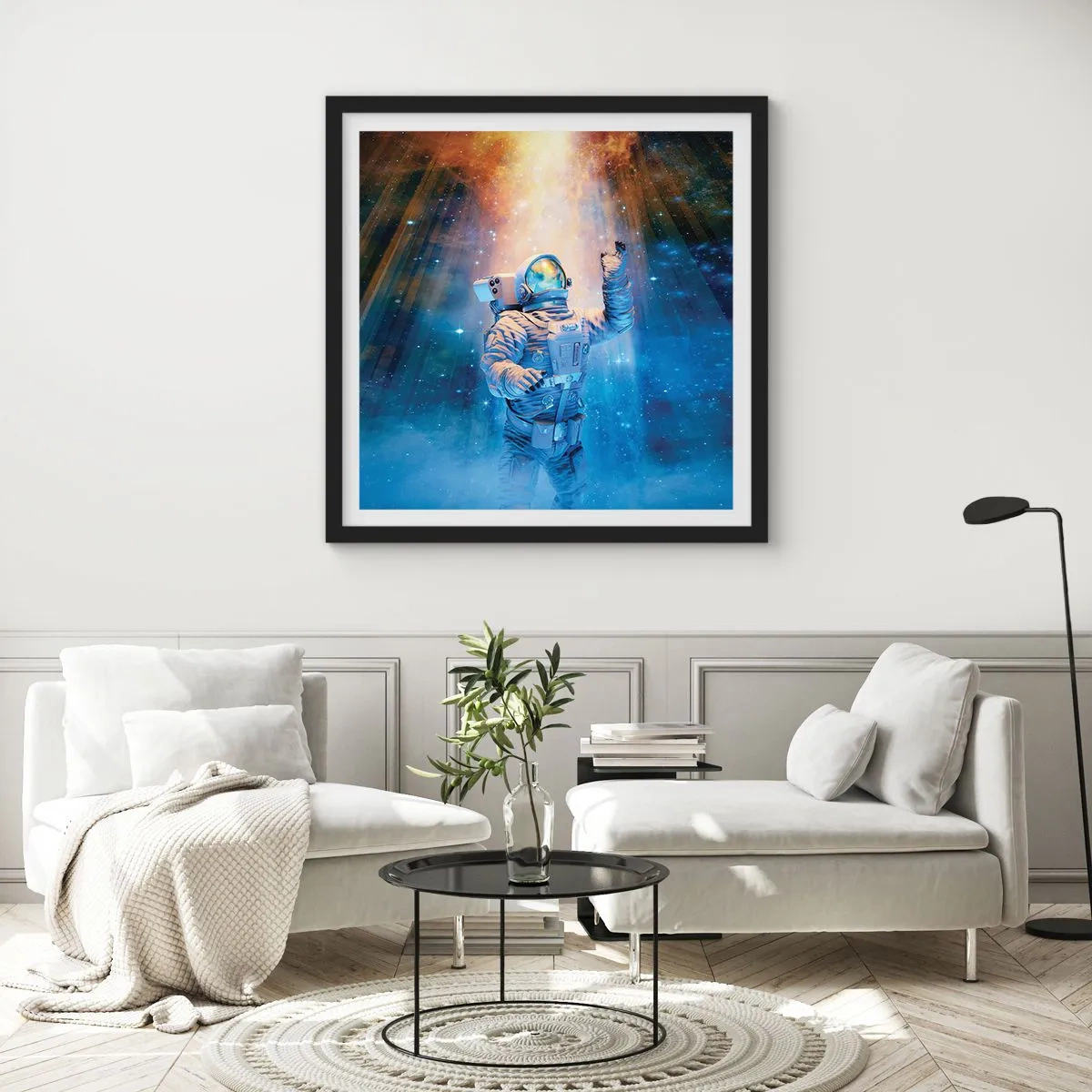 Plakat i sort ramme - Endelig på destinationen - 40x40 cm