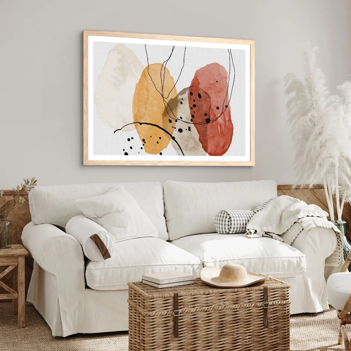 Plakat i ramme af lyst egetræ - Som lys, klar luft - 40x30 cm