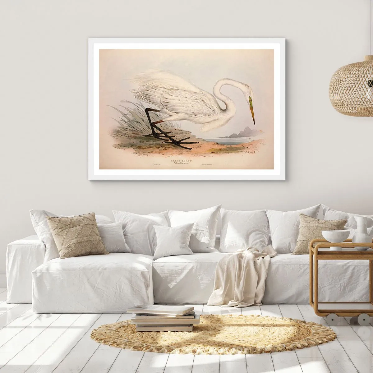 Plakat i hvid ramme - Dame på sivene - 50x40 cm
