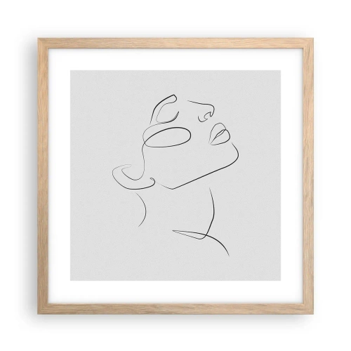 Plakat i ramme af lyst egetræ - En drømmes slyngninger - 40x40 cm