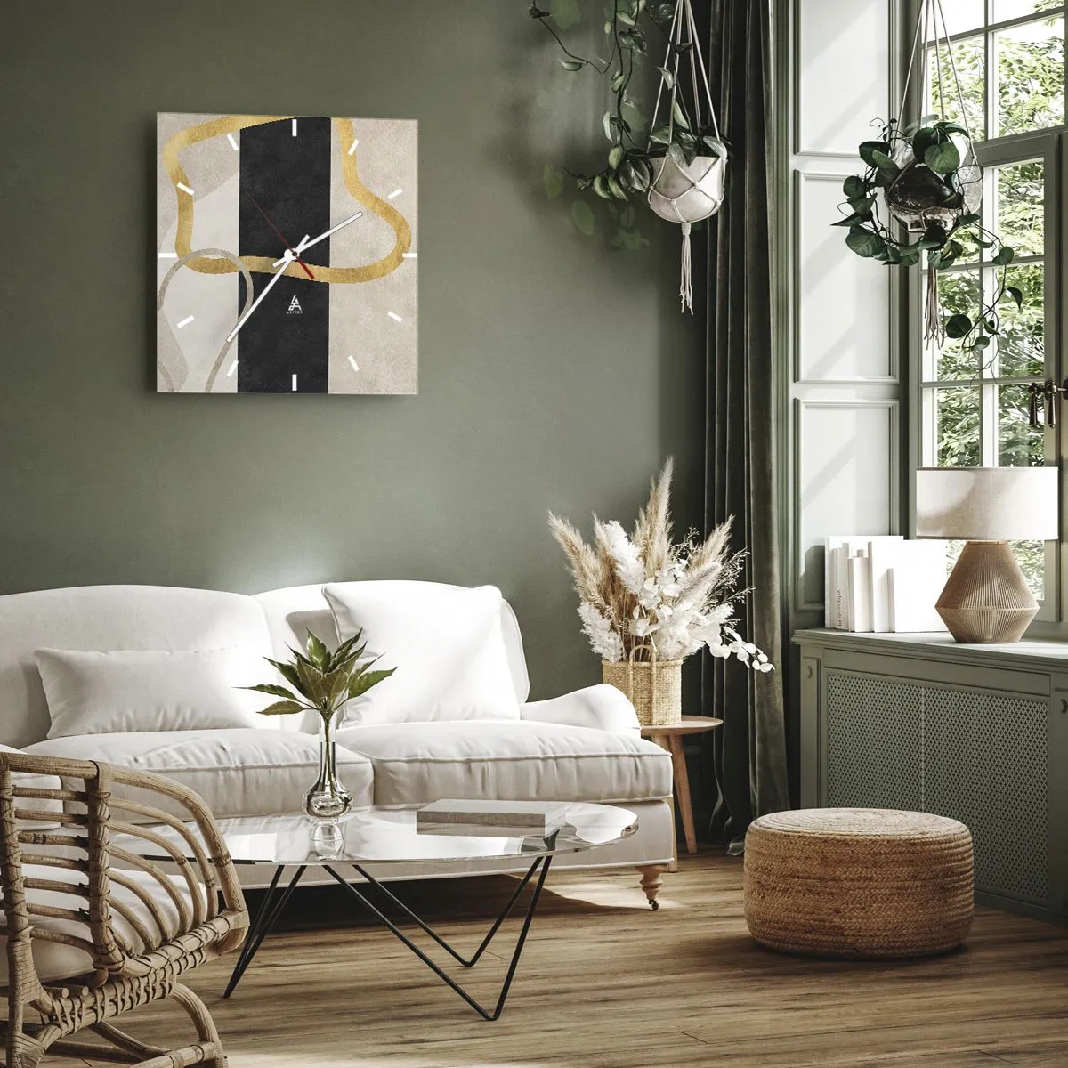 Vægur, Uret - Sløjfeformede former - 30x30 cm