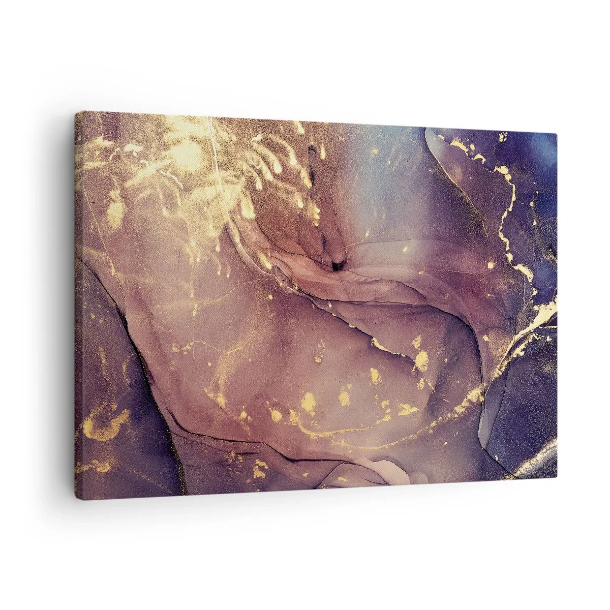 Lærredstryk - Billede på lærred - Abstrakt komposition med nuancer af guld og lilla - 70x50cm - Materie og ånd - Moderne vægdekoration til stue og soveværelse ARTTOR