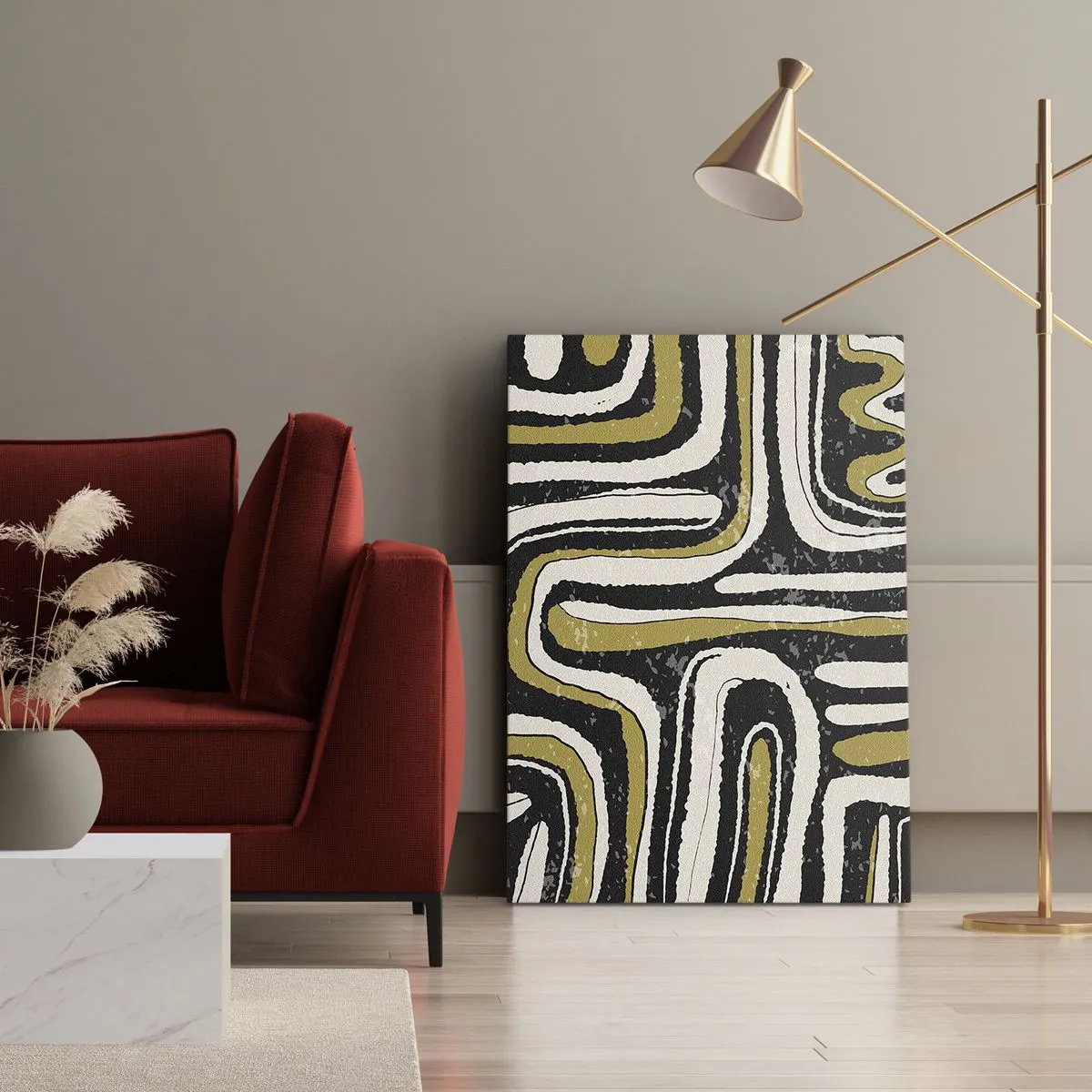 Lærredstryk - Billede på lærred - Komposition: stier og gyder - 50x70 cm