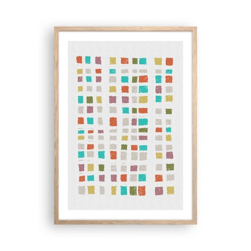 Plakat i ramme af lyst egetræ - Ukendt leg - 50x70 cm