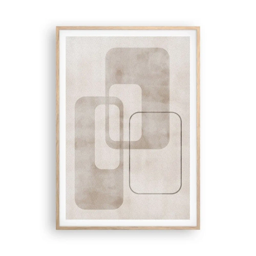 Plakat i ramme af lyst egetræ - Geometrisk fuga - 70x100 cm
