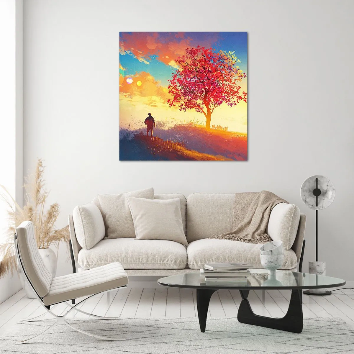 Billede på glas - Pilgrim på bestemmelsesstedet - 70x70 cm