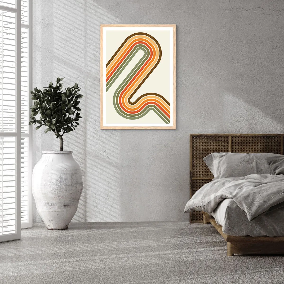 Plakat i ramme af lyst egetræ - Zigzag til destinationen - 70x100 cm
