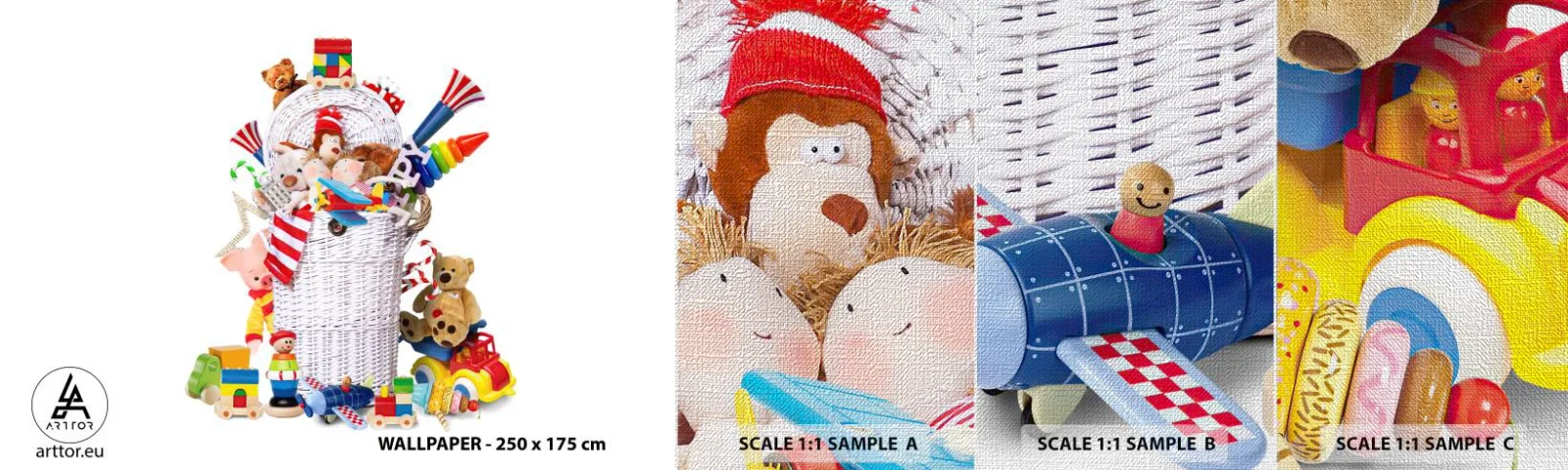 Prøve Fototapet Premium Canvas - Småbørns skatte - Legetøj, For børn, Børneværelse - 100x30 cm