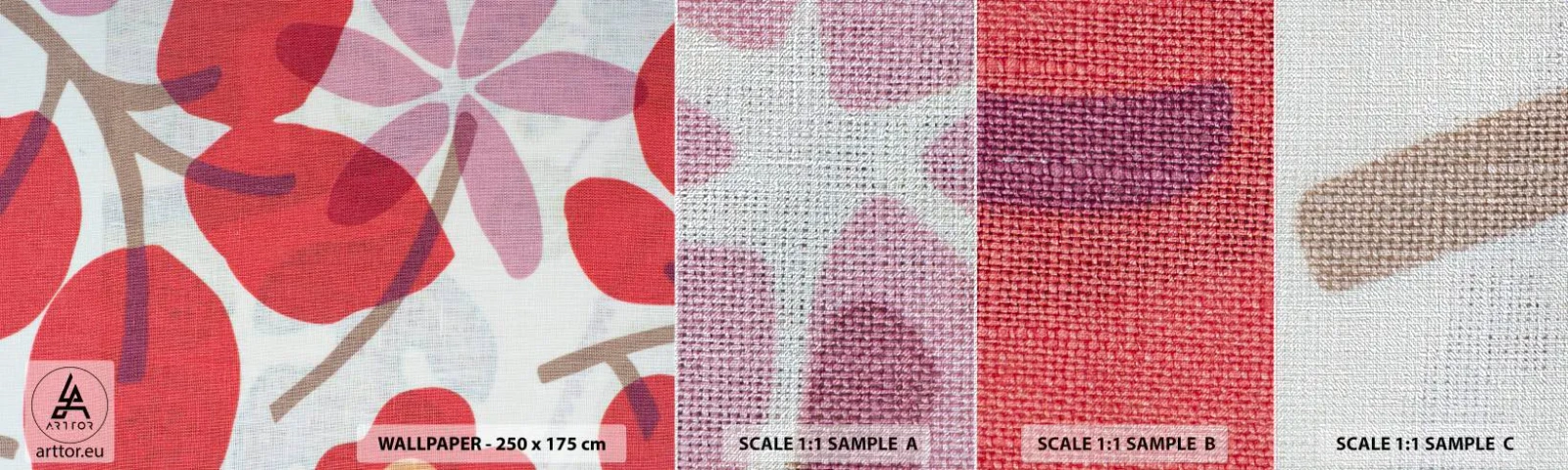 Prøve Fototapet Premium Canvas - Blomsterkomposition i pink - Boho, Blomster, Minimalisme - 100x30 cm