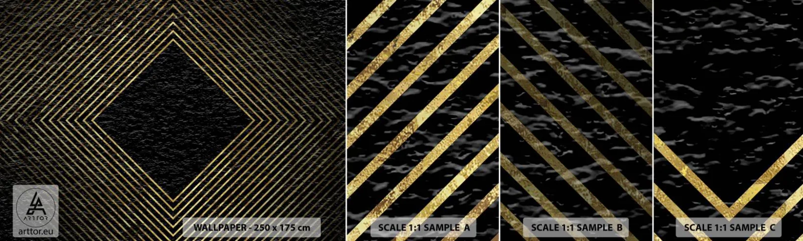 Fototapet Prøve Standard Eco - Geometri i glamour-stil - Art Deco, Moderne, Glamour - 100x30 cm