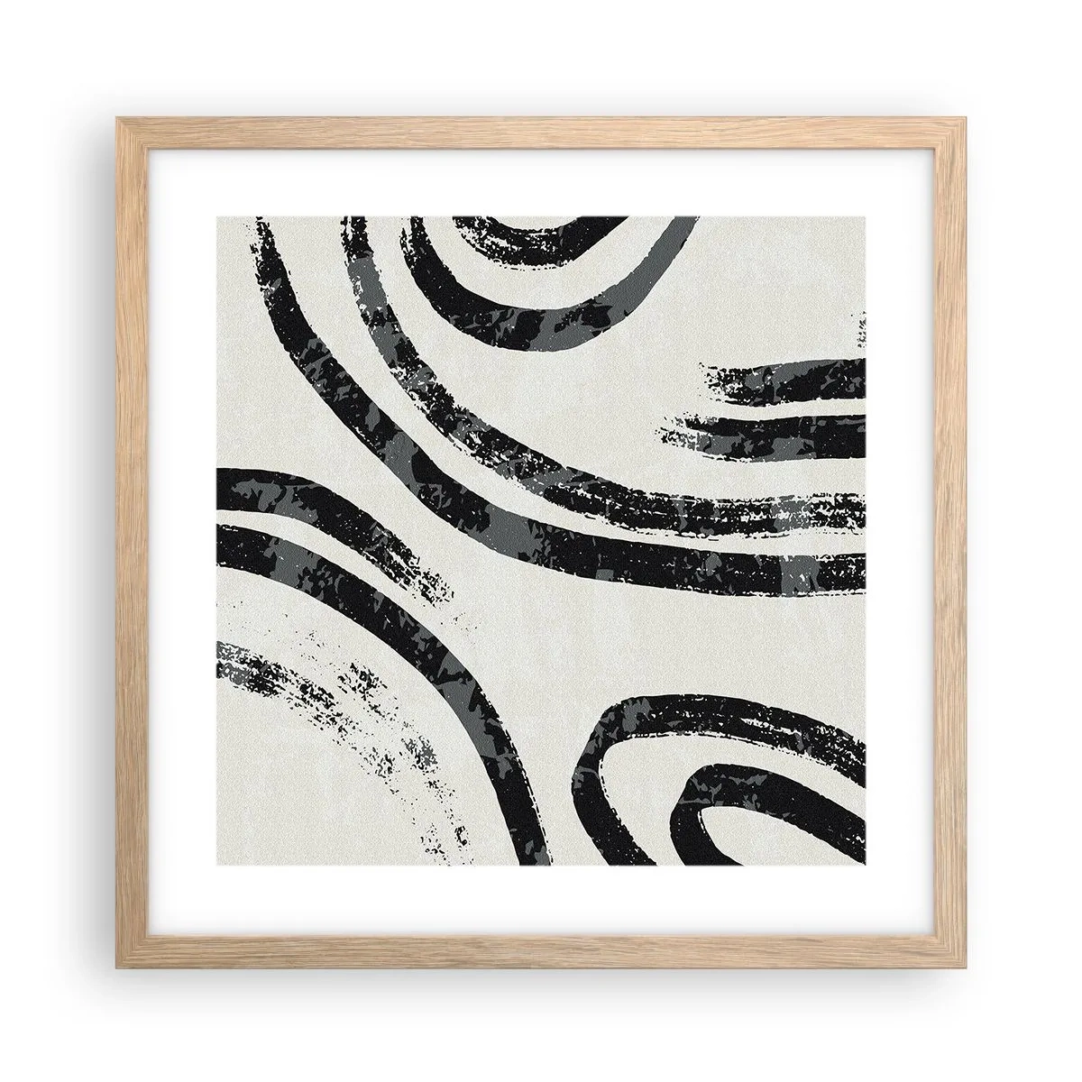 Plakat i ramme af lyst egetræ - Halvt stoppet - 40x40 cm