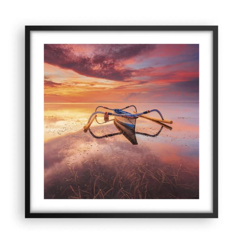 Plakat i sort ramme - Roen ved en tropisk aften - 50x50 cm