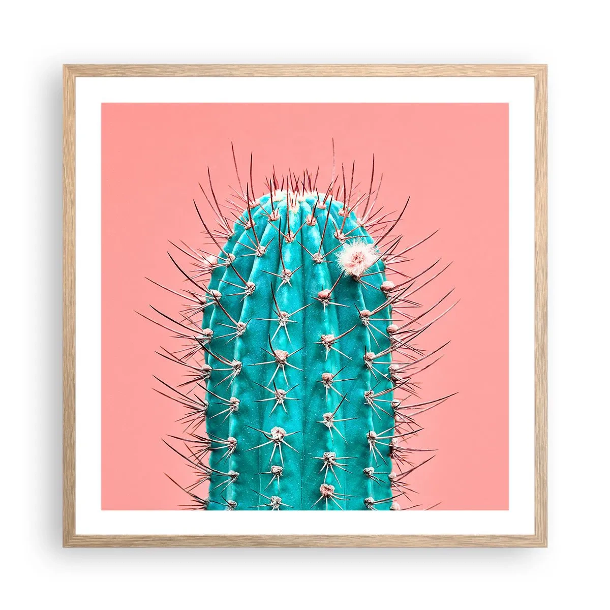 Plakat i ramme af lyst egetræ - Bare se - 60x60 cm