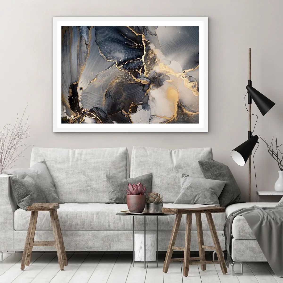 Plakat i hvid ramme - Livet af sten - 100x70 cm