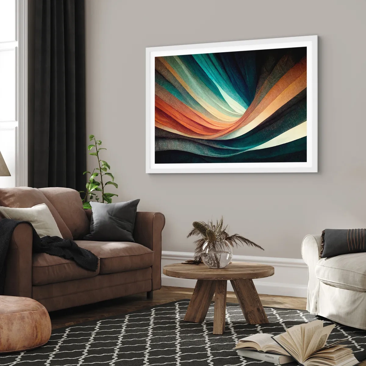 Plakat i hvid ramme - Vævet af farver - 50x40 cm