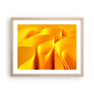 Plakat i ramme af lyst egetræ - Som solens bølger - 50x40 cm