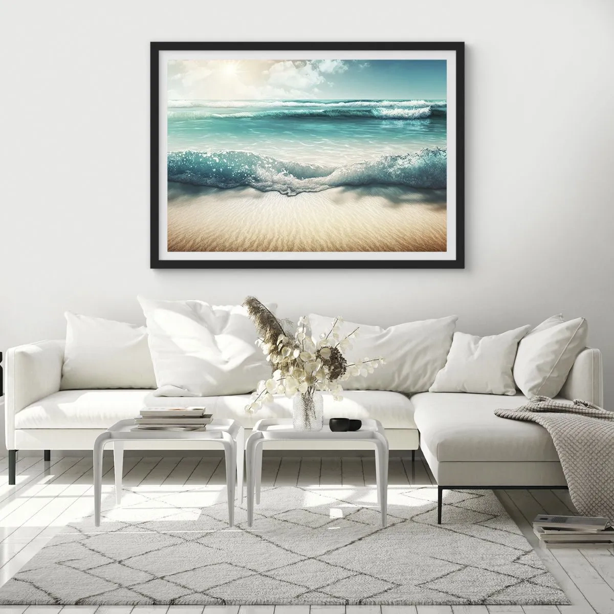 Plakat i sort ramme - Havets ro - 70x50 cm
