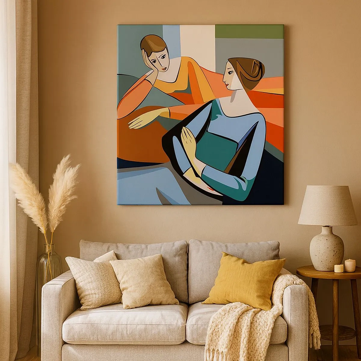 Lærredstryk - Billede på lærred - Et øjeblik af fortrolighed - 30x30 cm