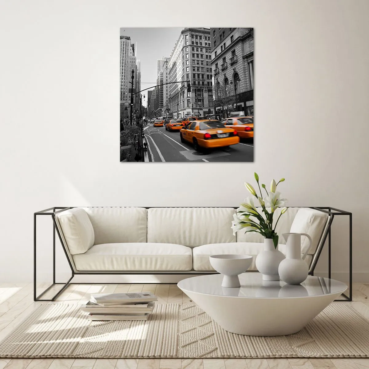 Billede på glas - Storbyens sol - 50x50 cm