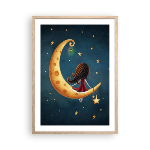 Plakat i ramme af lyst egetræ - Der var engang... - 50x70 cm