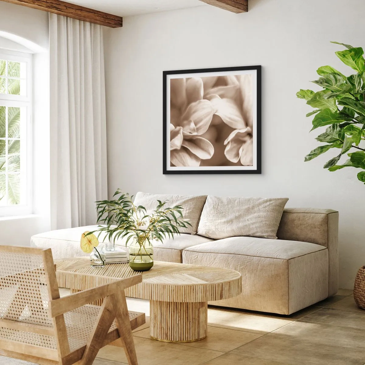 Plakat i sort ramme - Blid som et smil - 60x60 cm