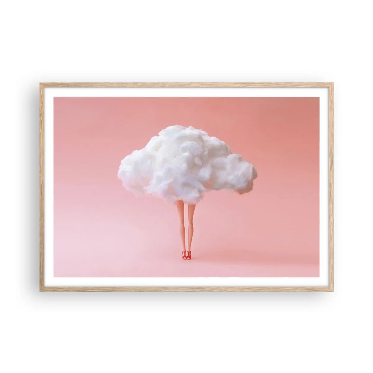 Plakat i ramme af lyst egetræ - Et sødt løfte - 100x70 cm