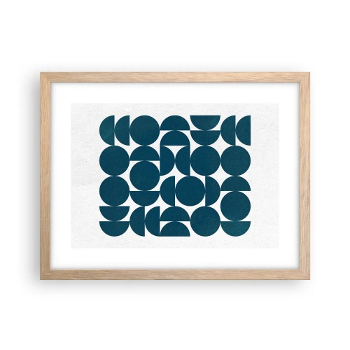 Plakat i ramme af lyst egetræ - Cirkler og halvcirkler - 40x30 cm