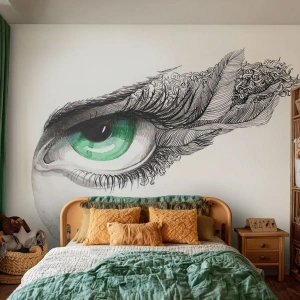 Fototapet Premium Canvas - Smuk og klar til at angribe - Abstraktion, Grafik, Øje - 450x315 cm