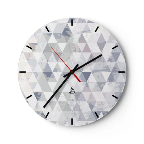Vægur, Uret - Geometrisk mønster med grå trekanter i moderne stil - 30x30cm - I takt på tre - Moderne vægdekoration til stue, køkken og soveværelse ARTTOR